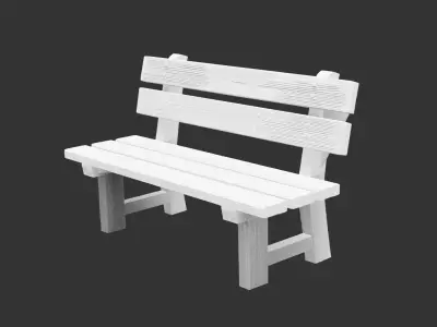 Rustic Outdoor Wooden Bench for 3D print Low-poly 3D model