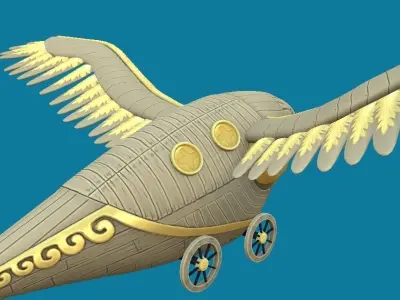 Steampunk Bird Plane Hand-Painted Low-poly 3D model