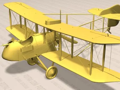 De Havilland DH 2 Fighter Aircraft - WWI - 1916 - Lt DH Geary - 3D model