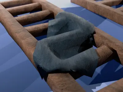 simple wooden ladder baked textures Free low-poly 3D model