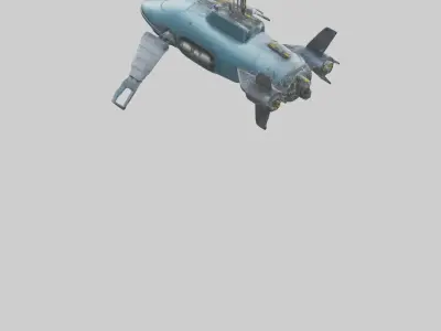 Robot version of a submarine model Low-poly 3D model