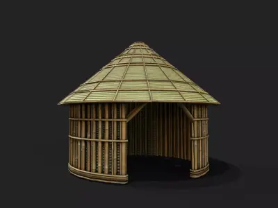Bamboo Shelter 9 Low-poly 3D model