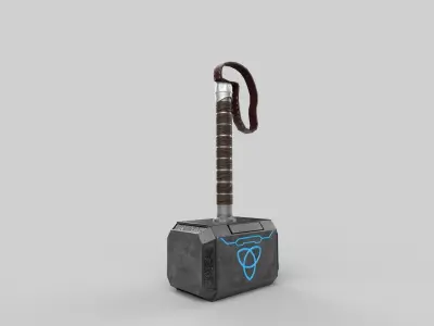 Mjolnir thor hammer with lights Low-poly 3D model