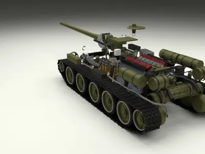 SU 100 Interior-Engine Bay Full Camo 3D model