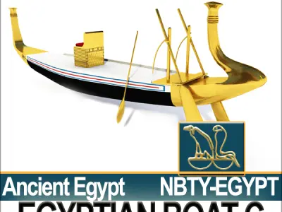 Ancient Egypt Rowboat C Pharaoh Royal Boat 3D model