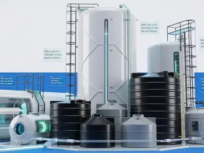 Futuristic Industrial Tank Collection Low-poly 3D model