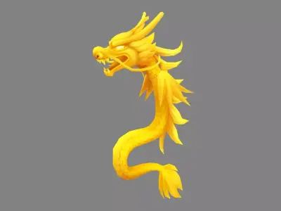 Cartoon Golden Dragon - small Low-poly 3D model