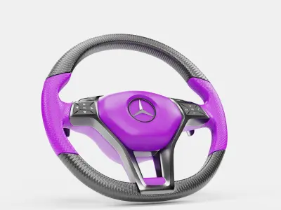 3d Steering Wheel With Purple Cover 3D model