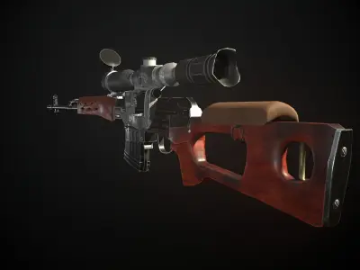 Dragunov Sniper Rifle Low-poly 3D model