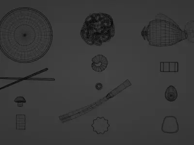 Asian Ramen Food Pack Low-poly 3D model