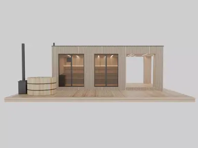 MODERN MODULAR OUTDOOR SAUNA BATH HOUSE WITH JACUZZI 3D MODEL 3D model