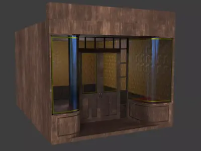 store room with wooden doors and glass windows Low-poly 3D model