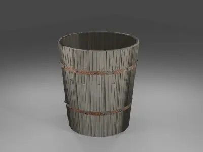 Well with Bucket and Lantern Low-poly 3D model