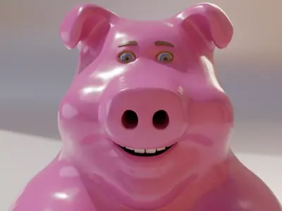 Pig ceramics  Low-poly 3D model