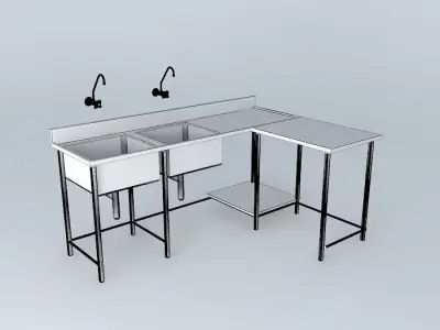 Kit224 Bancada Inox 2 Cubaspor Alex Marques Free 3D model