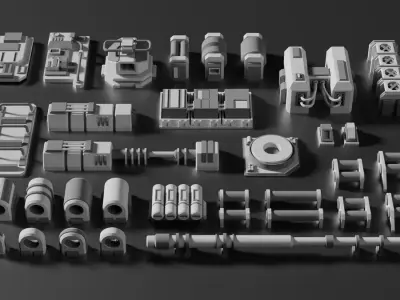 Sci Fi Greebles Pack 4 Free 3D model