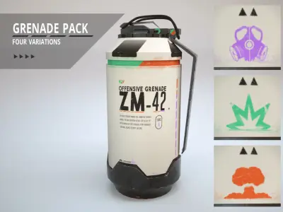 Grenade PACK Low-poly 3D model 3