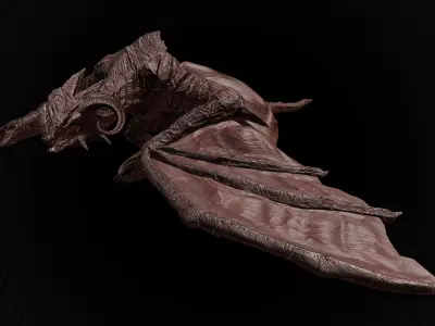 Hell Wyvern - Infernal Dragon Low-poly 3D model
