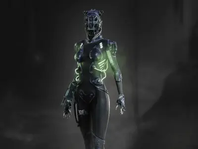 Sci Fi Cyborg Girl Low-poly 3D model