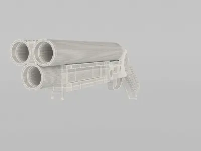 Triple Barrel Shotgun Low-poly 3D model