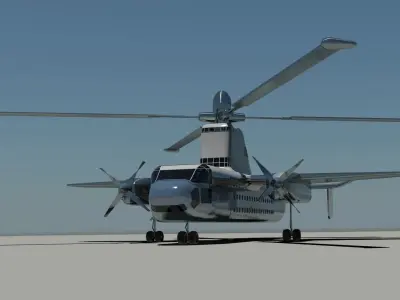 Rotodyne 3D model helicopter Low-poly 3D model
