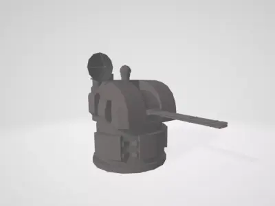 SPANISH WARSHIP AA GUN Low-poly 3D model