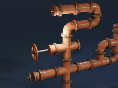 industrial pipes - used look - PBR - low poly Low-poly 3D model