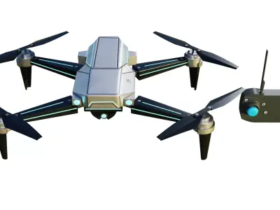 Drone SciFi with RemoteControl Low-poly 3D model