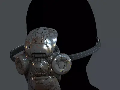 Gas mask helmet 3d model scifi Low-poly Low-poly 3D model