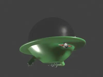 Jetsons Cartoon Jet Flying Car Low-poly 3D model