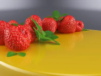 Berry Fruit Cake with Mirror Coating 3D model