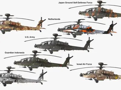 Helicopters Apache AH-64 Collection 