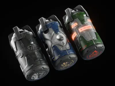 GAME READY CYBERPUNK GRENADES PBR RIGGED Low-poly 3D model