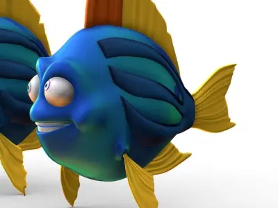 Hi-Poly Subdivision 3D Model Fish Low-poly 3D model