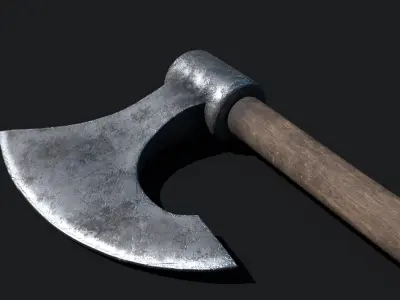 3D Medieval Versatile Battle Axe GameReady PBR Weapon Low-poly 3D model