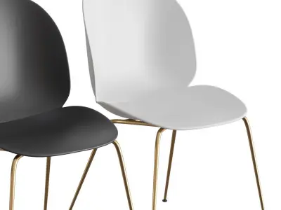Beetle Dining Chair Un-Upholstered Conic Base 3D model