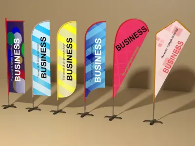 Banner Commercial Flags Low-poly 3D model