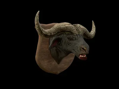 Buffalo Head - PBR - Textured Low-poly 3D model