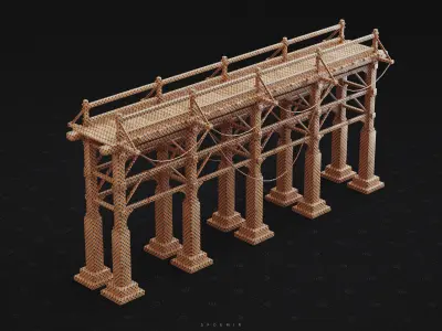 Medieval Bridge 3D Model - PBR Textures Low-poly 3D model