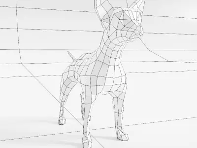 Puppy 3d model chihuahua dog in low polygons Low-poly 3D model