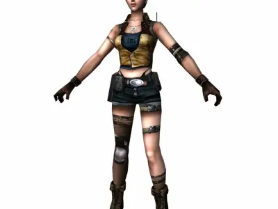 R2 Army Soldier Girl Low-poly 3D model