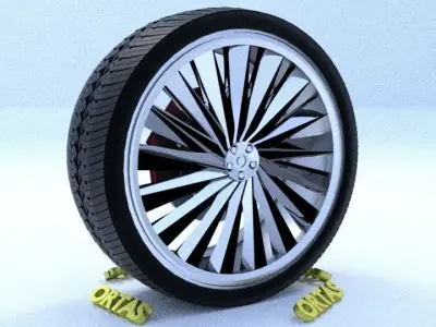 ORTAS CAR RIM 46 GAME READY RIM TIRE AND DISC 3D model