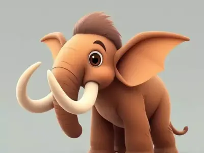 Mini Mammoth  Cute Cartoon 3D Model for Animation  Print  3D model