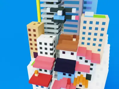 Voxel Log City 3D model