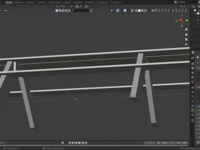 Bench wooden Low-poly 3D model 4