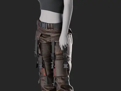 Girls Outfit 80 - Marvelous Designer 3D model