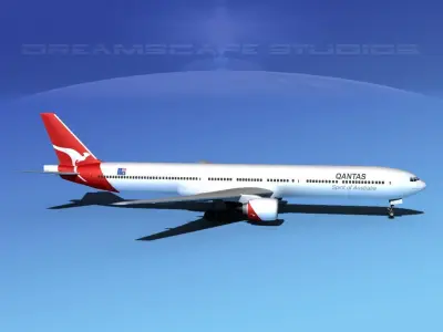 Boeing 777-300 Qantas 3D model