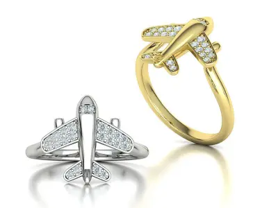 Airplane Diamond Ring 3dprint model Own design 3D print model