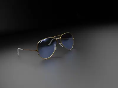RayBan Aviator Gold sunglasses 3D model