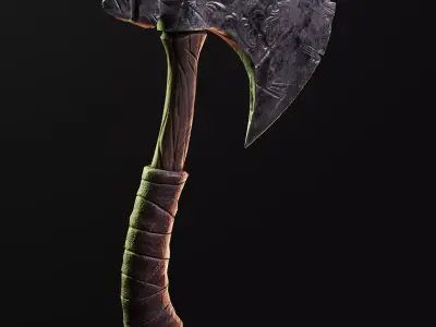 War Axe Low-poly 3D model 5